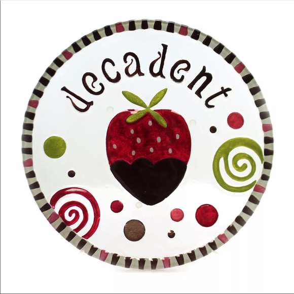 2009 Decadent 11" Glass Plate Chocolate Strawberry - Picture 9 of 16